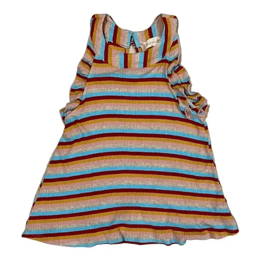 Altar’d State Multicolor Ribbed Halter Ruffle Tank XS